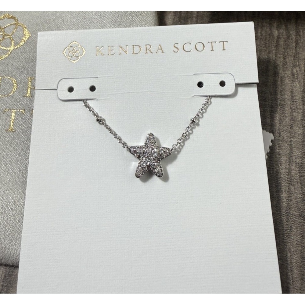 New Kendra Scott Jae Star Silver Plated Pendant Necklace In Diamond Sparkle
